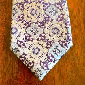 Zegna silk tie purple with silver and blue accents